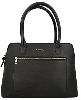Gusti Handtasche leder - Marina Lenkertasche Handtasche Henkeltasche Umhängertasche Shopper Tasche Arbeitstasche Businesstasche Fahrradtasche Ledertasche Damen Schwarz Leder