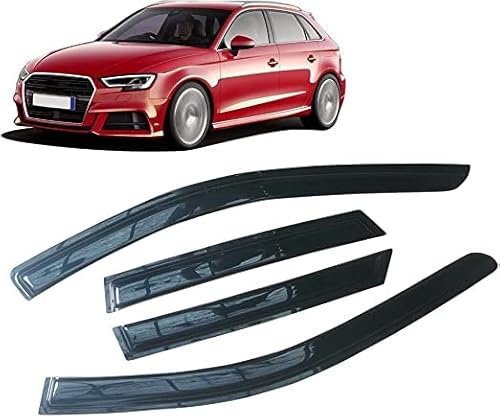 EZURI 4 Stück Auto TüR Seitenfenster Windabweiser für Audi A3 8V 2013-2019,Autofenster Windabweiser Autofenstervisiere Regenschutz