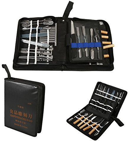 Tbest 1 Juego de 46 Piezas Kit de Herramientas para Tallar Verduras, Frutas, Alimentos, Cincel, Productos de Corte de Cocina, Juego de Tallado de Calabaza, Juego de Tallado de Calabaza,