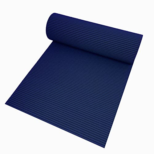 Badematte Bodenbelag Duschvorleger - Uni Dunkelblau Eckig 65 x 300 cm - Weichschaum Bodenmatte Badteppich Antirutsch Vorleger Matte