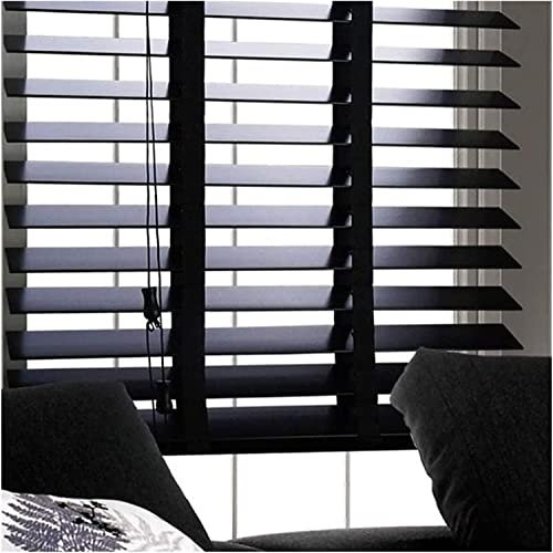 OKUOKA Roller Shades Blind Window Blind Wooden Venetian Blinds with Black Fittings 50mm Slats Window Horizontal Blinds for Patio Doors/Bedroom/Kitchen, Included Easy Fit (Size : 140cmx150cm/55.1inx59