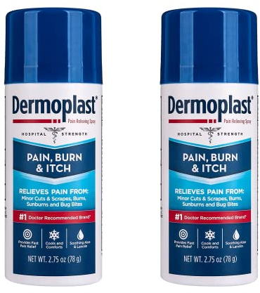 Dermoplast Pain, Burn & Itch Relief Spray for Minor Cuts, Burns and Bug Bites, 2.75 Oz, Pack of 2 (Packaging May Vary)