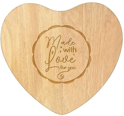 Azeeda 'Made with Love' Wooden Heart Shaped Chopping/Cutting Board (WB00069615)