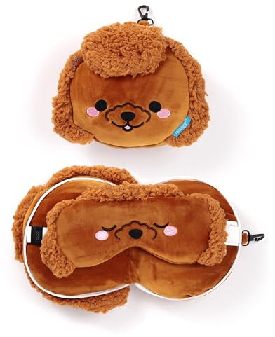 Puckator Reisekissen mit Augenmaske Relaxeazzz – Gigi der Pudel – süße Tiere