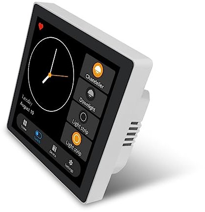 Jandra Tuya Smart Home Multiple Zigbee Smart Home Panel de Control Panel de Interruptores de 4 Pulgadas Control de Pantalla TáCtil en la Pared -Enchufe de la UE