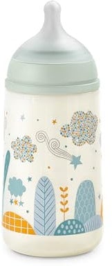 Suavinex, Biberon 270 ml. Biberon avec Tétine Symétrique SX Pro en Silicone à Débit Moyen (M). Avec Valve Anti-Colique. Silicone Fin Ultra-Doux. Pour Bébés, +3 Mois. Dreams Bleu