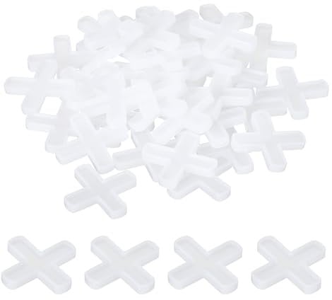 sourcing map 200Pcs Tile Spacers 6mm 1/4 Wall Floor Tile Plastic Cross Spacer for Ceramic Tile Installation, White