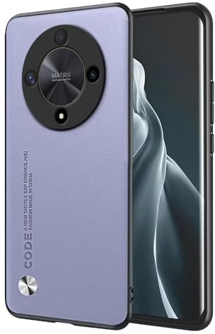 EASSGU Funda para Honor Magic6 Lite 5G (6.78 Inches), Carcasa de Teléfono de Estilo Empresarial con Respaldo de PU Cuero - Púrpura Claro