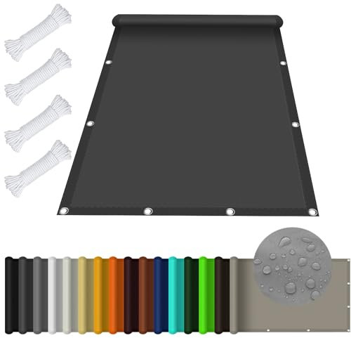 Voile d'ombrage Rectangulaire étanche 3 x 5 m Imperméable Protection UV 98% Toiles d'ombrages UV Protection avec Oeillets et Cordons pour Patio Jardin Terrasse, Gris Foncé