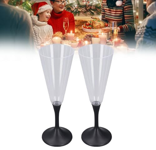 BLSYHDH Wine Glasses, LED Champagne Flutes Water Liquid Activated Light Up Cups, Set of 2 Multi Color Flashing Wine Glasses Blinking Cocktail Whisky Drinkware Glow Dark for Christmas Halloween Party