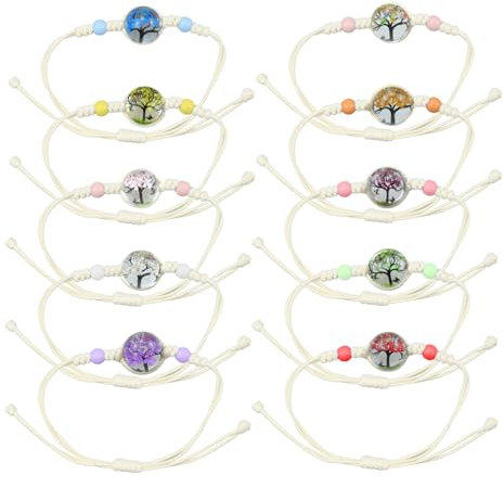 Rongxze 10 Stücke Freundschaftsarmbänder Armband, Geflochten Freundschaft Armbänder, Bunte Blumen Baum des Lebens Gewebte Armbänder für Mädchen, Beste Freunde, Familie Partygeschenke