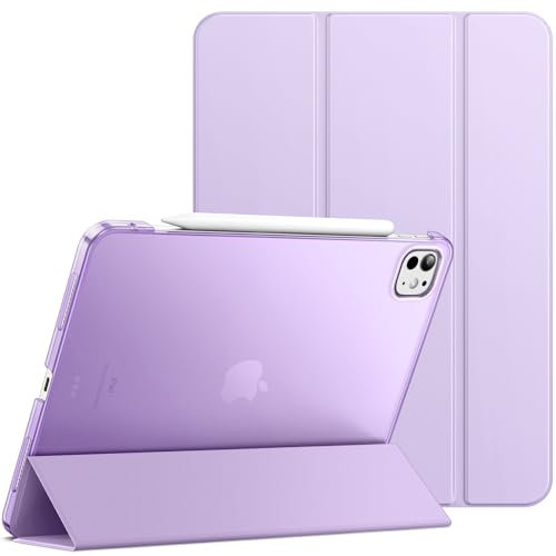 JETech Hülle für iPad Pro 13 Zoll M4 (2024), Dünn Standfuß Hart Rückenschale Smart Abdeckung mit Auto Wachen/Schlafen (Violett)