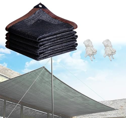 CHENYU 98% Malla Sombreo 2x2 m con Ojales + 2 Cuerdas Largas Tela Sombra Exterior Rayos Ultravioleta Malla Sombra Exterior Adecuado para Jardín BalcóN Camping