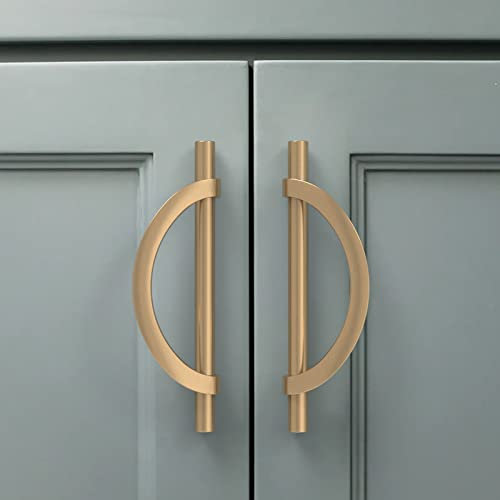 Amerdeco 10 Pack Champagne Bronze Cabinet Pulls 128mm Hole Center Cabinet Hardware Kitchen Cabinet Handles for Bathroom Drawer Pulls Dresser Pulls AM027