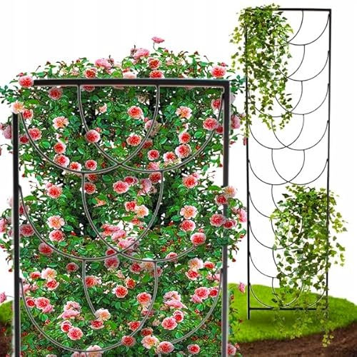 Kapaga - Rankgitter - Rankhilfe Garten - Staudenhalter - Blumenhalter - Rankengewächs Pflanzenstütze - Blumenstütze - Staudenstütze - Rankhilfe Strauchhalter (Schwarz, 200 cm)