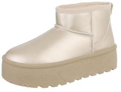 Ital Design Damenschuhe Stiefeletten Plateaustiefeletten, LX23-001-, Kunstleder, Gold, Gr. 37