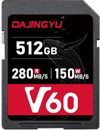 DAJINGYU 512 GB SD-Karte UHS-II V60 U3 SDXC Speicherkarte High Speed Lesen bis zu 250 MB/s 4K Ultra HD UHD Video kompatibel mit DSLR Canon Nikon Sony Pentax Kodak Olympus Panasonic Digitalkamera
