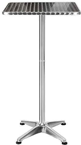 HUOLE 2in1 Stehtisch 70/110 cm Höhenverstellbar Bartisch Quadratisch klappbar Bistrotisch Indoor Outdoor Aluminiumgestell Silber Wetterfest Outdoor 2in1 Bistrotisch Biertisch Bartisch Party