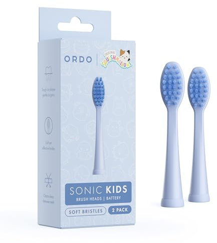 Ordo Squishmallows 2 Replacement Brush Heads for Battery Toothbrush, Soft Bristles, Gift for Kids Aged 4 Years and Up, Samir