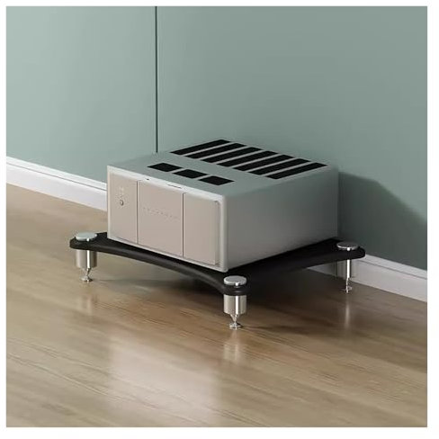 mueble equipo hifi Armario Para Componentes De Audio/vídeo Soportes Estéreo De Pie, Estanterías Audio-vídeo Abiertas Soporte Para Amplificadores, Soporte Para Consola De Videojuegos(Black,1 shelf)