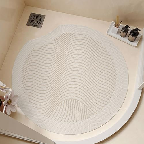 Lkw Ogechi Tappetino Doccia Antiscivolo con Ventose, Tappetini per Piatto Doccia in PVC di Sicurezza 55x55 CM per Doccia Interna, Tappetino Doccia Angolare con Texture Morbida con Fondo Antiscivolo