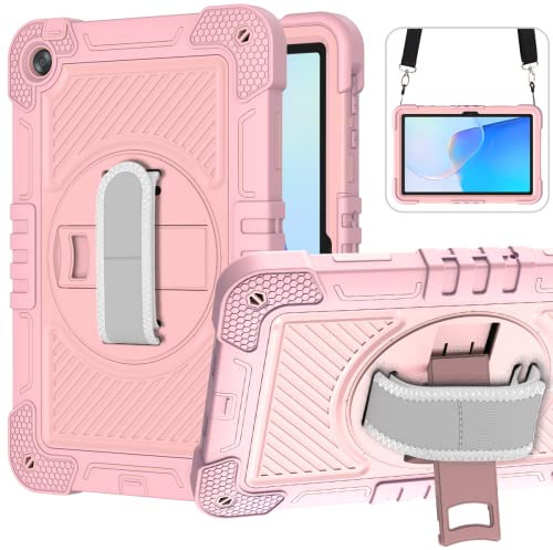 ERDARARIPRO Étui pour tablette Huawei MatePad SE 10,4 - Motif dessin animé mignon - Avec support rotatif à 360° et dragonne, rose doré