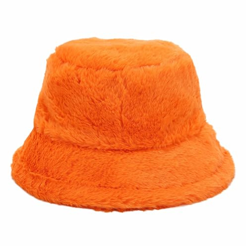 SK Studio Damen Fischerhut Winter Kunstpelz Wärmer Eimer Hut Flauschige Fischermütze für Mädchen