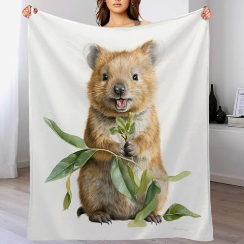 AAPZY Quokka Kuscheldecken,Decke, 3D-Digitaldruck Kuscheldecke, Flannel Decke, Weich Wohndecke, Sofadecke Decke Für Kinder Jungen Erwachsene （150×200cm）