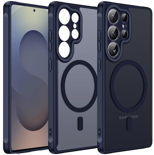 ivoler Matt Blau Magnetisch Hülle für Samsung Galaxy S25 Ultra 5G, Kompatibel mit MagSafe, [Militärnorm Sturzschutz] Stoßfest Kratzfest Rückseite Schutzhülle Dünn Silikon Handyhülle Case