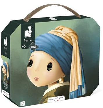 Janod - Puzzle 100 Teile Inspiriert von Vermeer - Puzzle 100 Teile Kinder - Lernspiel - Entwickelt Geduld und Fingerfertigkeit - FSC-Zertifiziert - Ab 6 Jahren, J02551