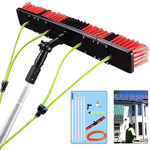 SAOGERUL Asta per la Pulizia delle finestre da 5-12 m, Spazzola telescopica alimentata ad Acqua, pulitore Estensibile per tetti di verande, Pulizia di Pannelli fotovoltaici e solari