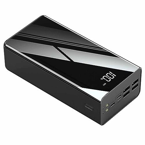 Power Bank Power Bank 100000Mah Chargeur Portable USB 4 Sorties 3 entrées Affichage LED, câble Batterie Externe pour Tous Les téléphones Portables, Prise en Charge de la Charge Rapide, Noir