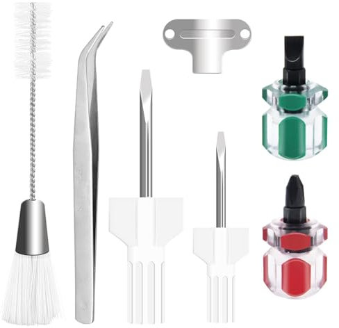 HARY 7 PCS Sewing Machine Cleaning Kit Sewing Machine Cleaning Tools Set Bent Tweezers, Double-Headed Brush, Flathead Screwdriver and Metal Spudger Sewing Machine Cleaning Tools