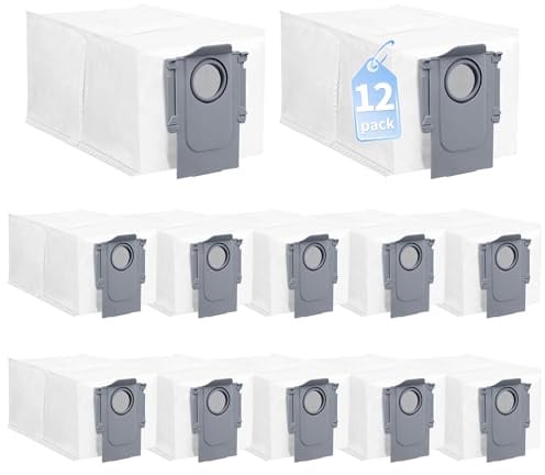 PeakLife 12 Sacs pour roborock QV 35A/35S, Saros 20 10R/Z70, Qrevo S5V, Qrevo Curv S5X, Qrevo Edge, Qrevo Edge S5A, Qrevo S/Pro/Master/Plus/Slim, Accessoires à Poussière pour Aspirateur Robot (2,7 L)