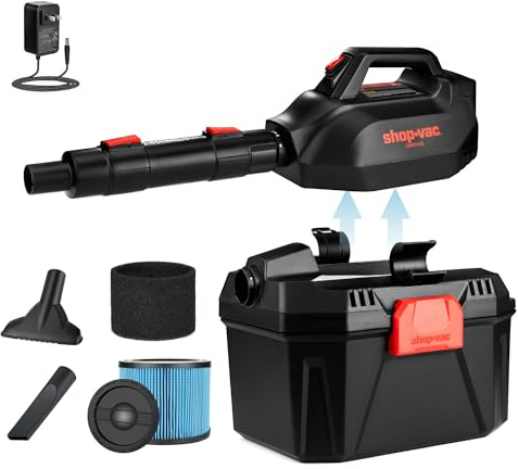 Shop-Vac 5430082 Aspirateur sans fil 20 V pour sec/humide, portable 3 en 1 avec fonction souffleur, batterie intégrée et chargeur inclus, idéal pour garage, atelier, voiture et chantier