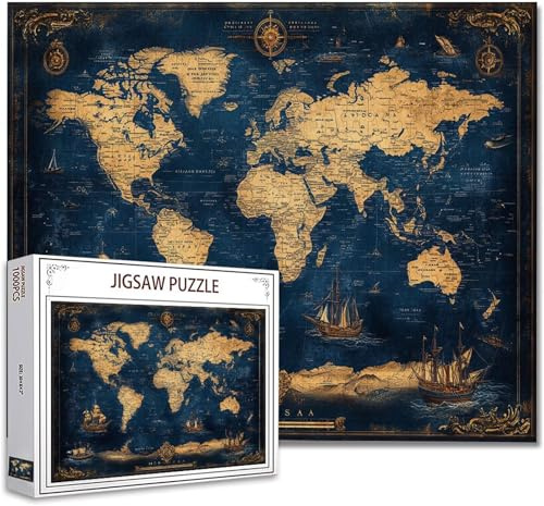 Jigsaw Puzzles for Adults 5000 Piece World Map Difficult Impossible Puzzle Educational Games Improve Memory Stress Reliever with Poster Included Compact Box any Occasion or Holiday H-2