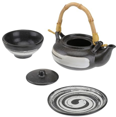 POPETPOP 1Juego Conjunto de Tetera Creativa de Cerámica Retro con Tetera Plato y Taza para Decoración de Mesa y Uso Casa Suministro de Cocina Práctico y Elegante