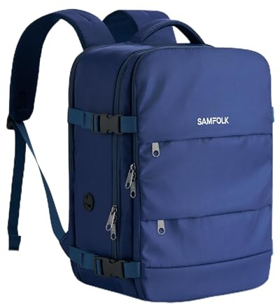 Samfolk Handgepäck Rucksack Ryanair Handgepäck 40x30x20 Travel Backpack 13 Taschen Carry On Bag Cabin Bags Tragetasche Hand Luggage Backpack, 24L (Marineblau, 40x30x20)
