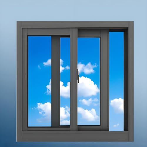 Double fenêtre coulissante horizontale en aluminium avec verre trempé et moustiquaire pour abri de jardin, grange, salle de bain, garage, poulailler - 30-100 cm (noir, 74 x 48 cm)