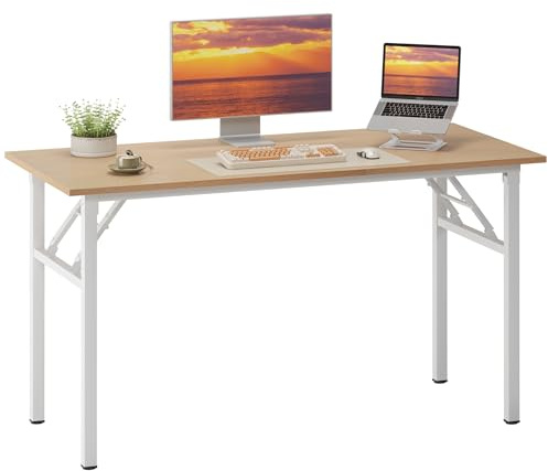 AuraCraft Mesa plegable, escritorio, mesa de ordenador, pequeña, plegable, de madera (roble blanco, 120 x 60 cm)