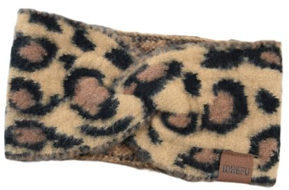Whakano Leopardenmuster Stirnband für Damen,Plüsch Winter Ohrenwärmer,Haarband Haarreifen,Modisch Breit Kopfband Elastische Haarschmuck Headbands für Alltag,Fitnessstudio,Yoga,Sport,Waschen,Kamel