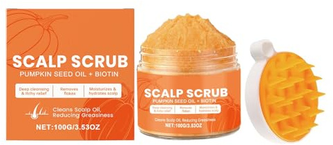 Kürbiskernöl-Kopfhautpeeling mit Biotin und Rosmarin, Kopfhaut-Peeling mit Massagekamm, juckreizstillendes Öl zur Kontrolle von Schuppen, Reparatur der Kopfhautbarriere, 100g