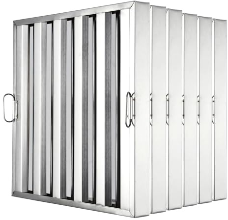 Garvee Lot de 6 filtres à tactique en acier inox 430 pour hotte professionnelle – Sécurité anti-flamme, bloque-graisse, nettoyage facile – Compatible cuisine commerciale, restaurant, lave-vaisselle