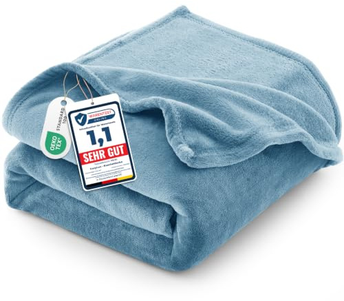 CozyLux Kuscheldecke Flauschig Decke 150x200 cm Blau | OEKO-TEX 100, 260 g/m² XL Flanell Sofa Decke für Frauen, Geschenke zum Geburtstag für Mama, warme Deko für das Zuhause