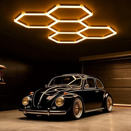 Sedtonmu Plafonnier LED Hexagonale 5-Hex, 3000K Dalle Éclairage LED de Garage, Luminaire Moderne pour Atelier, sous-Sol, Salle de Sport et Salon de Coiffure,3000k