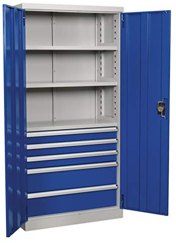Sealey Industrial Cabinet 5 Drawer 3 Shelf 1800mm - APICCOMBO5