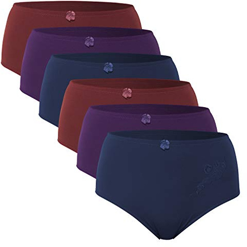 Celodoro Damen Taillenslip (6er Pack) Microfaser-Slip mit Stickerei