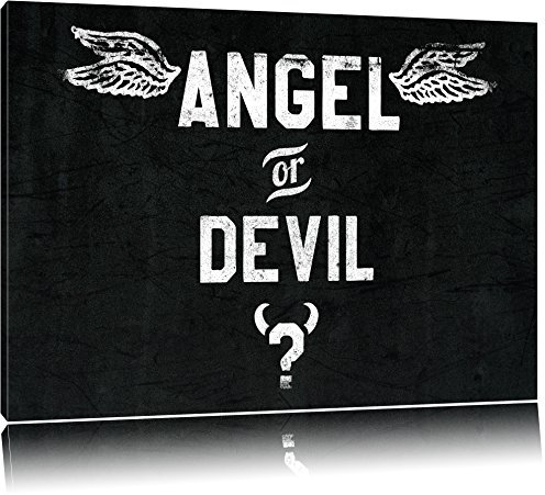 Pixxprint Angel or Devil Black, Größe: 120x80cm, Leinwandbild, fertig gespannt, Wandbild, Dekoration, Kunstdruck, kein Poster