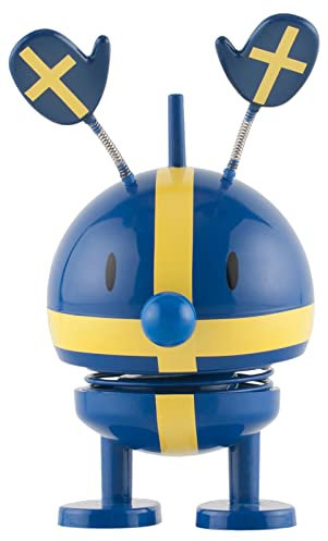 Hoptimist Schweden Fanartikel, Glücksbringer, Olympia Deko, Klapphut Deko mit schwedischer Flagge, Fanartikel Fussball, 6,7 x 5,9 x 9,5 cm, Small, Blaue, 1 Stück