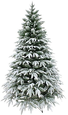 Gifts 4 All Occasions Limited 7ft 210cm Designer Pre Artificial Christmas Tree Snow Covered Elegant Xmas Home Decorations, Metal, Green, 7 feet